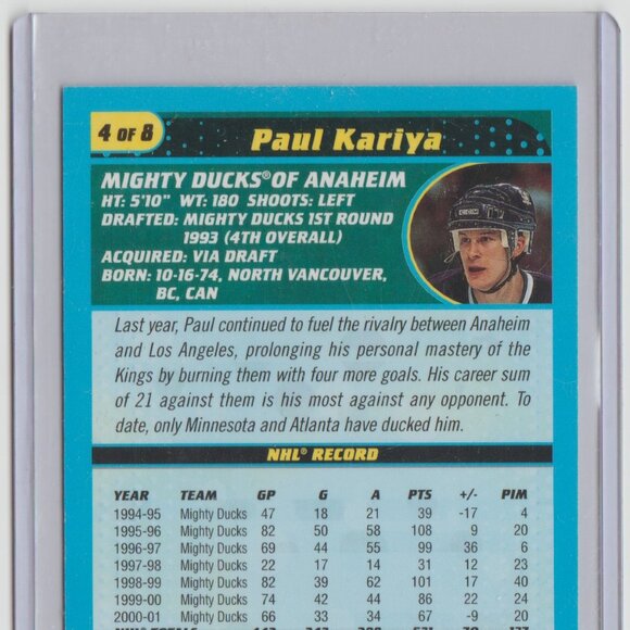 Paul Kariya Anaheim Ducks OPC #4 Box Topper Over Size Jumbo Card 5 1/8'' x 4'' - Picture 4 of 5